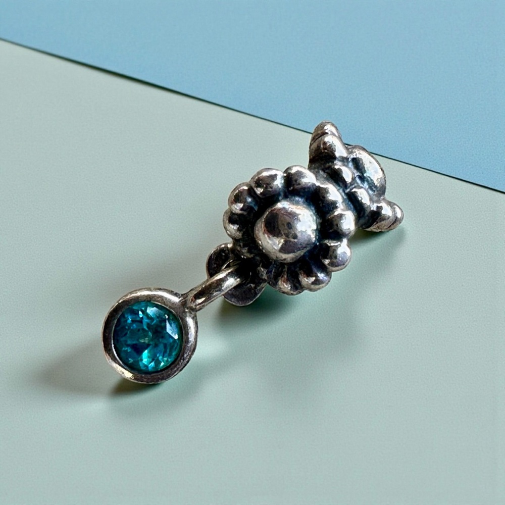 Silver Bracelet with Blue Gemstone Charm